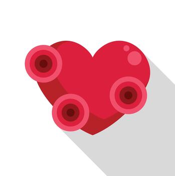 Red heart icon with abstract red circles vector