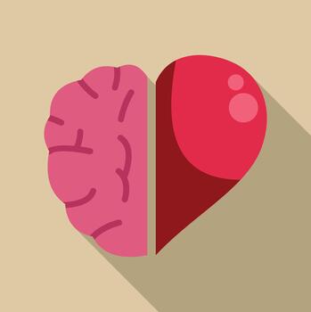 Brain and heart forming a balanced shape vector