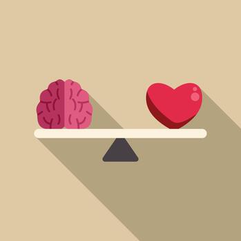 Brain and heart balancing feelings and logic vector