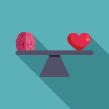 Balancing heart and brain weighing emotion and logic vector