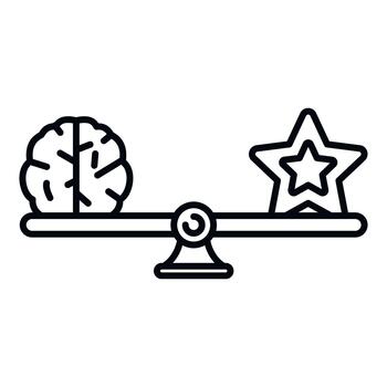Brain and star balancing on scale comparing talent and logic vector