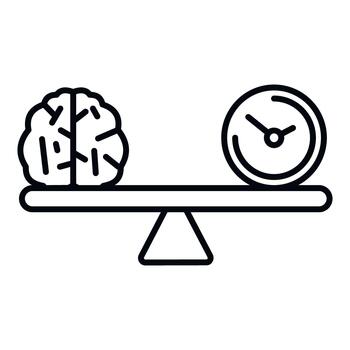 Brain and time balancing on a scale concept vector