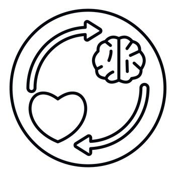 Heart and brain cycle displaying emotion and logic vector