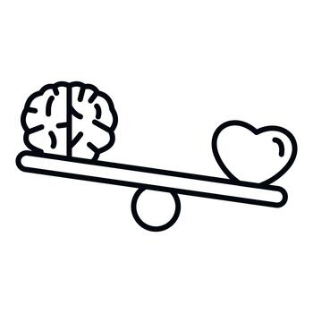 Brain weighing more than heart on a balance scale vector
