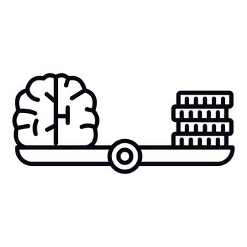 cerebro peso dinero equilibrio conocimiento y inteligencia valor vector
