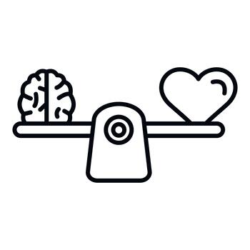 Brain and heart balancing logic and emotion dilemma vector