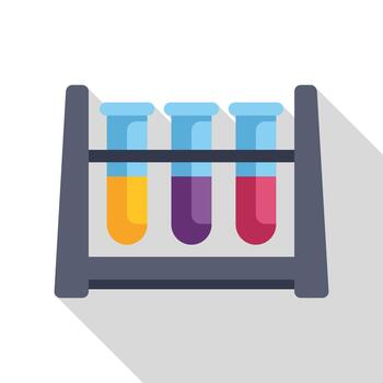 Test tubes standing in rack with colorful liquids vector