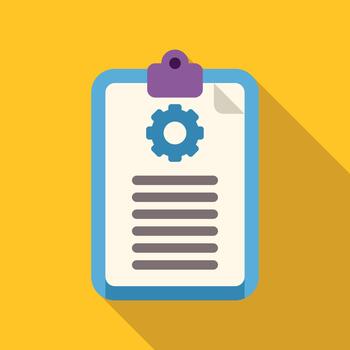 Clipboard with gear icon showing settings document vector