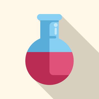 Round bottom flask with red liquid experimenting vector