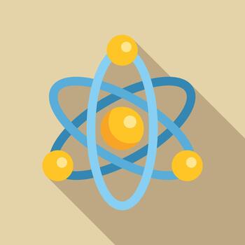 Atom model showing electrons orbiting a nucleus vector