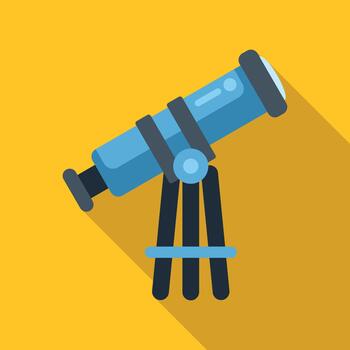 Blue telescope icon observing space objects vector