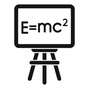 Emc formula on blackboard icon showing relativity vector