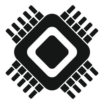 Microchip processor icon representing technology and data vector