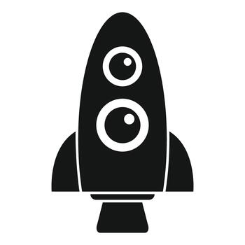 Black rocket spaceship icon representing space exploration and technology vector