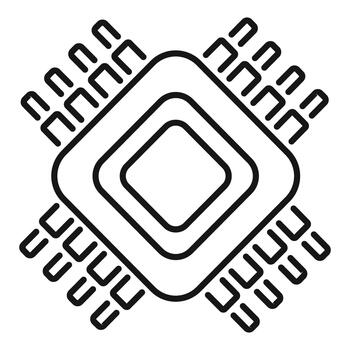 Computer processor icon representing microchip and electronic hardware vector