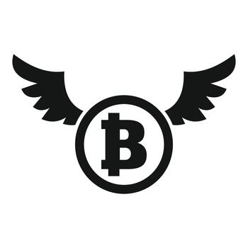 Bitcoin cryptocurrency flapping wings icon representing growth vector