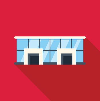 Modern building storefront with long shadow icon design vector