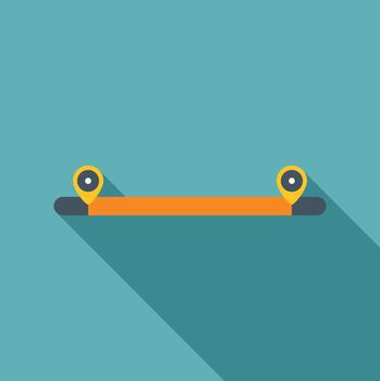 Route path with two location pins icon vector