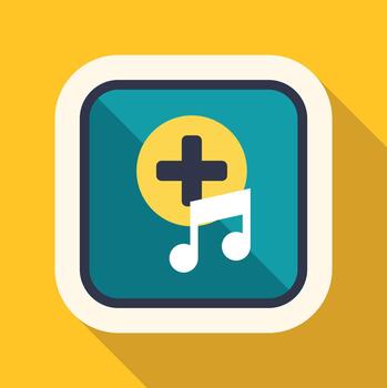 agregando música Nota lista de reproducción a solicitud icono vector
