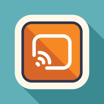 Wireless streaming device casting screen flat icon vector