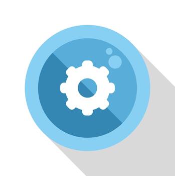 Settings cog flat design icon with shadow vector