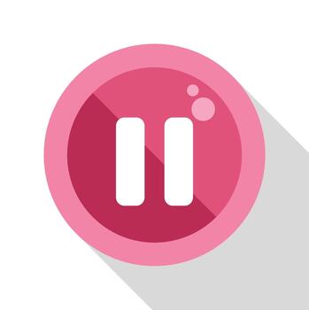 Pink media player pause button icon vector