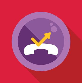 Missed call notification in a flat design icon vector