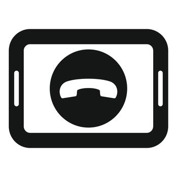 Tablet screen displaying end call phone icon vector