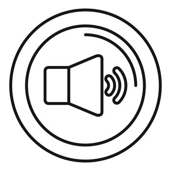 Speaker icon broadcasting sound waves in a circle vector