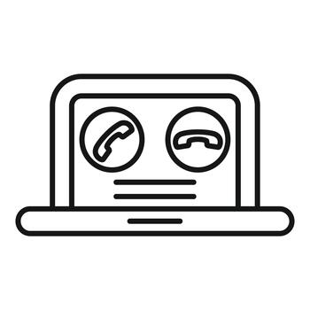 Laptop call interface showing incoming communication options vector
