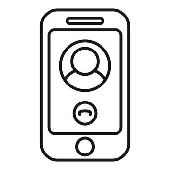 Smartphone displaying incoming call icon line art vector