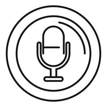 Microphone icon creating sound waves in circle vector
