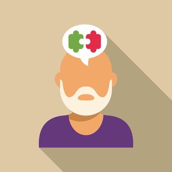 persona pensando acerca de problema solución y conexión vector