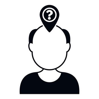 Man having question mark pin on head vector