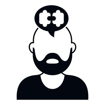 Person thinking, solving puzzle, finding solution concept vector