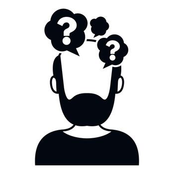 Person silhouette questioning problems and having doubts vector