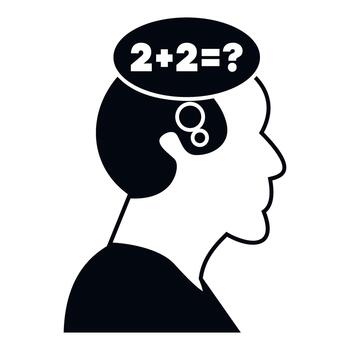 persona pensando calculador matemáticas problema en cabeza vector