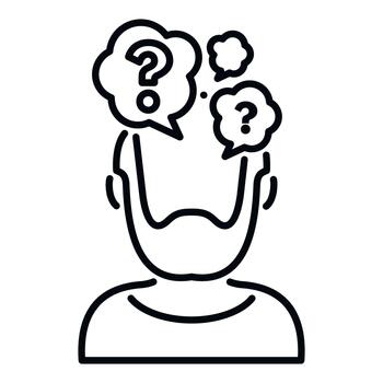 Person thinking with speech bubbles and question marks vector