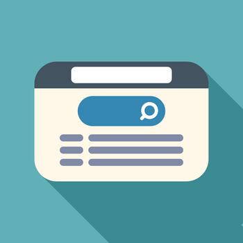 Browser window showing search bar and results vector