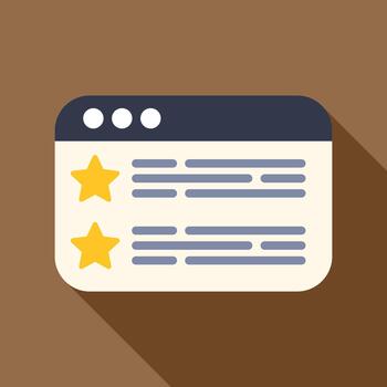 Website browser showing favorites with star rating icon vector