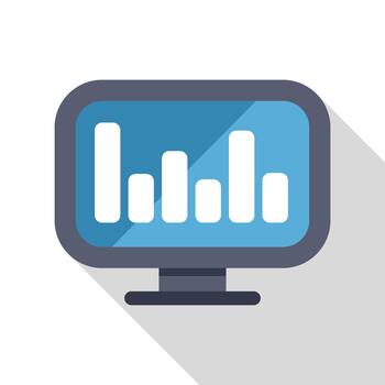 Computer monitor displaying business data analysis graph vector