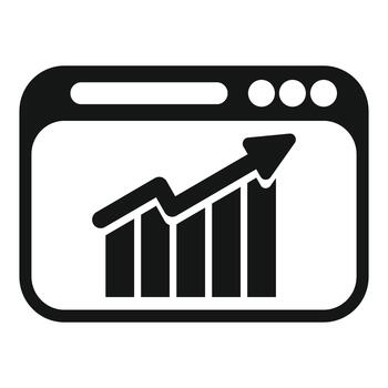navegador ventana mostrando sitio web analítica crecimiento gráfico vector