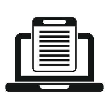 ordenador portátil mostrando digital documento icono en pantalla vector