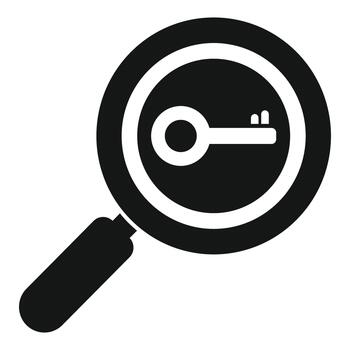 Magnifying glass searching for key password access vector