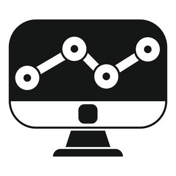 Computer monitor displaying business data analysis graph icon vector