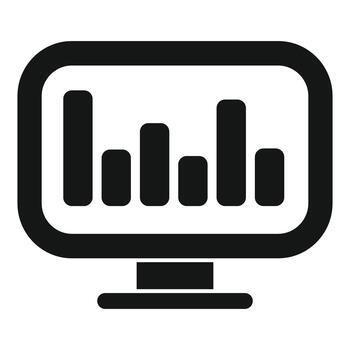 monitor mostrando bar gráfico demostración datos analítica icono vector