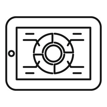 Tablet displaying data analytics chart and business infographic vector