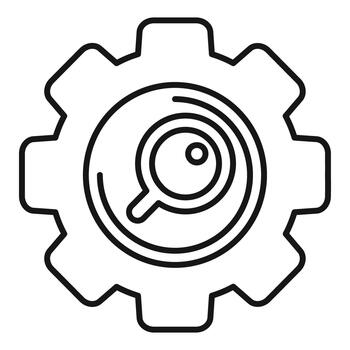 Gear icon analyzing search engine optimization settings vector