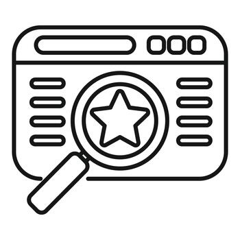 navegador ventana con aumentador vaso buscando clasificación estrella vector