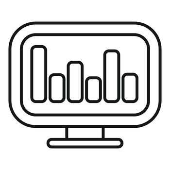 computadora monitor mostrando financiero bar gráfico análisis vector